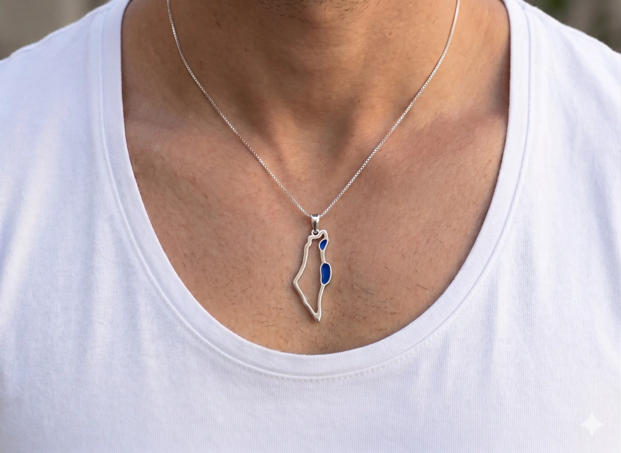 שרשרת כסף מפת ארץ ישראל